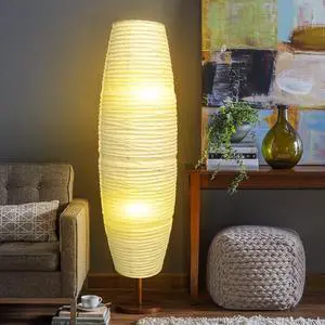 Beaupretty Paper Floor Lamp Shade Rice Paper Floor Lamp Cover Standing Corner Lamp Cover Light Bulb Cage Guard For Bedroom Living Room White
