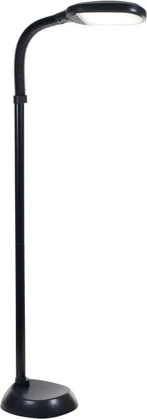 Lavish Home LED Floor Lamp - Full Spectrum Natural Sunlight Lamp with Bendable Neck - Dimmable Reading, Craft, and Esthetician Light (Black)