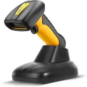 Upgraded QR Industrial Bluetooth Barcode Scanner with Charging Dock, Wireless 2D 1D Bar Code Reader 2600mAh Drop Protection Shock Dust Proof Hands Free for Windows Mac Android iOS (NT-1202W)