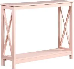 Convenience Concepts Oxford Console Table with Shelf, Blush Pink