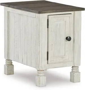 Signature Design by Ashley Havalance French Country Chair Side End Table, White & Gray