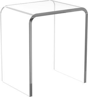 Acrylic Side Table, 18" H x 16" W x 12" D x 3/5'' Thick Clear Small End Table, Transparent Nightstand and Stool for Home Office, Living Room and Bedroom