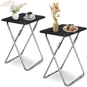 Garden 4 you Folding TV Tray Table,TV Dinner Table with Sturdy MDF Top,Eating Trays for Living Room with No Assembly Required, 2PCS (Black)
