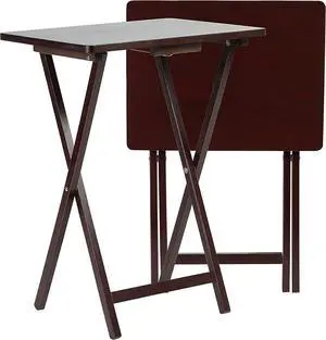 PJ Wood 2-Pack Folding TV Tray Table Set, Solid Wood for Eating & Laptop Use, Espresso
