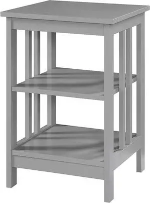 Convenience Concepts Mission End Table with Shelves, Gray