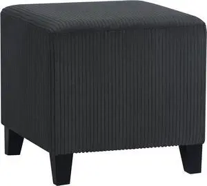 Joveco Square Ottoman Fabric Cube Foot Rest Stool with Wooden Legs, Footstool Coffee Table Seat for Living Room Bedroom Couch, Dark Gray