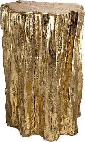 A&B Home Nature Wood Texture Inspired, End Table Side Table Living Room Furniture Luxury, Golden Tree Trunk Garden Stool or Gold Coffee Table Accent Tables for Small Spaces - 13.5x13x20