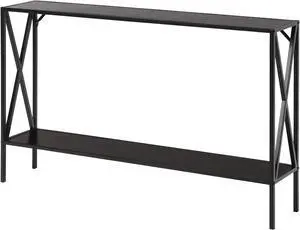 Giantex Console Table 2-Tier 47.5 Inch Hallway Table for Entryway with Steel Structure and Shelf Elegant Table Perfect for Living Room, Office, Foyer, Corridor Compact Entryway Table (Coffee)