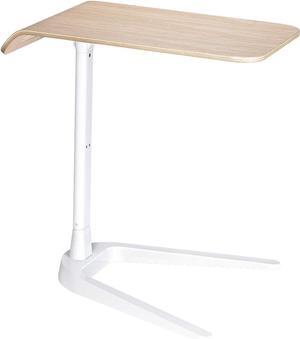 Height Adjustable Sofa Side End Table, Folding Laptop Desk Computer Table C-Shaped Overbed Table Snack Table for Couch, Coffee, Living Room, Bedroom, Small Space - White