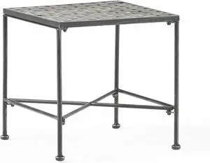 Christopher Knight Home Petra Iron End Table, Black Brush Silver