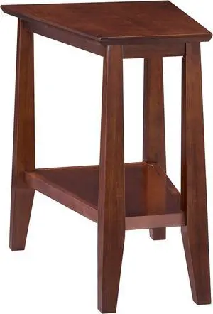 Delton 24 in. Solid Wood Recliner Wedge Side End Side Table with Shelf, Sienna Brown  Leick Home, 10402