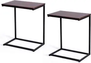 Tangkula Sofa Side End Table C Table Laptop Holder End Stand Desk Coffee Tray Side Table Notebook Tablet Beside Bed Sofa Portable Workstation (Brown)