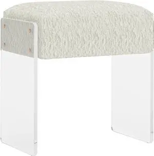 Vanity Stool Chair and Pouf Ottoman-Modern Multifunctional Vanity Stool and Foot Rest with Wool and Acrylic Leg for Makeup Room, Living Room, Bedroom