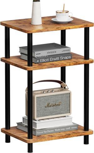 Apicizon 3 Tier End Table, Boho Side Table with Storage Shelf, Nightstand Bedside Table for Small Spaces, Bedroom, Living Room, Entryway, Farmhouse, Easy Assembly,Brown