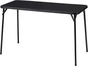 VECELO Folding Table Desk 47 with Collapsible Legs & Vinyl Upholstery, No Assembly Needed, Metal, Black