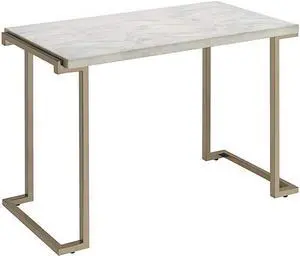Acme Boice II Rectangular Faux Marble Top Console Table in Champagne Beige