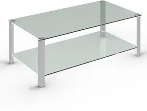 Cortesi Home Melissa Double Shelf Glass Coffee Table Chrome & Glass