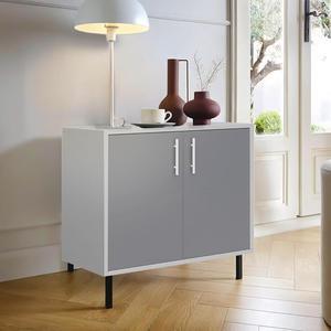 EconoHome Wood Buffet Cabinet with Storage, Grey Wood Sideboard Cabinet with 2 Doors, Credenza for Living Room, Office, Kitchen, Dining Room, Bedroom, as a TV Stand or Cupboard Console Table