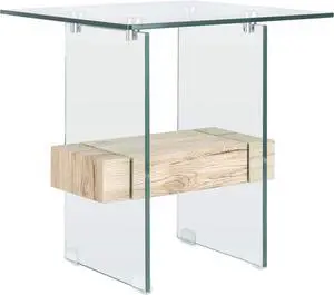 Safavieh Home Kayley Glass and Natural Accent Table