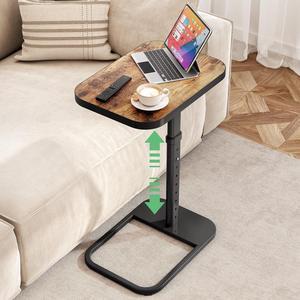 Kitstorack TV Tray Table, Adjustable Height & 90° Flip-Over Panel Design, Sofa Arm End Side Table for Eating Laptop Couch Bed Dinner or Small Spaces