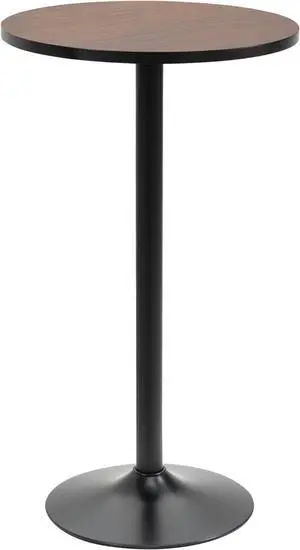 HOMCOM 42" H Rustic Industrial Metal Elm Wood Top Bar Height Standing Pub Table