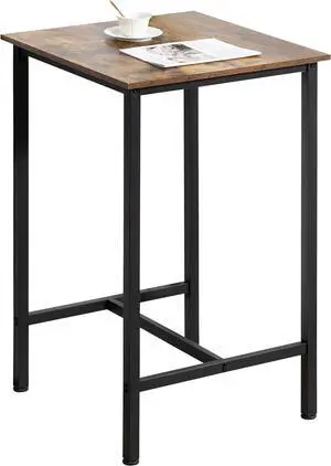 Finnhomy Bar Table, 23.6" Pub Table High Top Table, Square Bar Height Table, Counter Height Cocktail Table, Small Kitchen Table Set for 2, Breakfast for Kitchen, Living Room, Rustic Brown