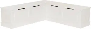 Linon Harris White Solid Pine Backless Nook with Interior Storage