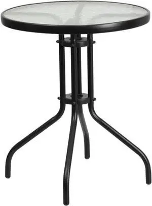 Flash Furniture Bellamy 23.75'' Round Tempered Glass Metal Table