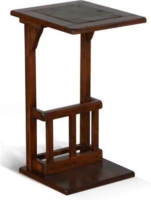 Sunny Designs Santa Fe 12.5" Traditional Wood Sofa Mate Table in Dark Chocolate