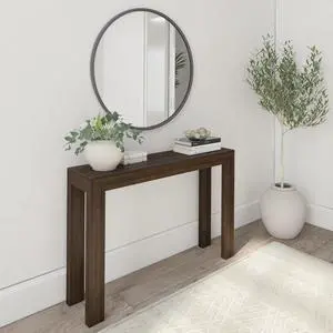 Plank+Beam Modern Solid Wood Console Table, 46.25 Inch, Sofa Table, Narrow Entryway Table for Hallway, Behind The Couch, Living Room, Foyer, Easy Assembly, Walnut