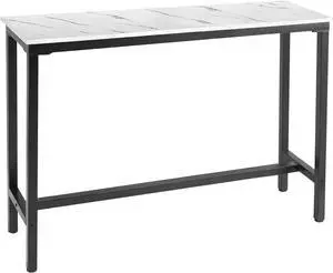 Mr IRONSTONE 53" Bar Table White Marble Industrial Pub Dining Height Table Bistro Table (Indoor USE ONLY)