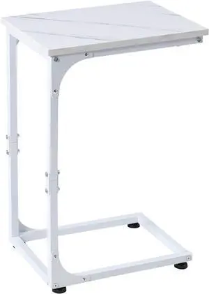 C Shaped End Table, Side Table, for Couch, Bed, Chair, Living Room, Bedroom, Slides Under Sofa, Tray for Snack, Laptop, TV Dinner, Marble Color Top BT001C C Shaped End Table, Side Table, for Couch, Bed, Chair, Living Room, Bedroom, Slides Under Sofa, Tray for Snack, Laptop, TV Dinner, Marble Color Top BT001C