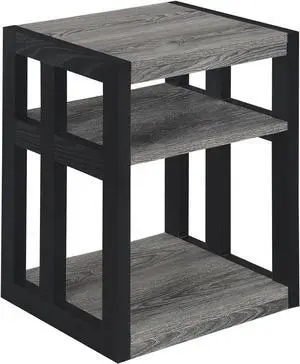 Convenience Concepts Monterey End Table with Shelves, Weathered Gray/Black