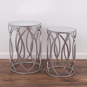 Rutledge & King Silver Side Table - Nesting Tables - Silver Nightstand - Modern Side Table - Mirror Nightstand - Small Accent Table Set - Mirrored Nightstand Set of 2 End Trinity End Table Set