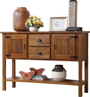 Farmhouse Sideboard Buffet Cabinet Kitchen Sideboard Cabinet with Storage Drawers and Bottom Shelf for Entryway Hallway Foyer Table Cupboard Coffee Bar Cabinet (48" Brown