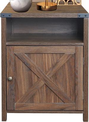 Rainbow Sophia Nightstand, Farmhouse Bedside Table with Cabinet and Shelves, 18 x 18 x 24 Inches, Dark Walnut
