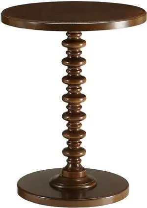 Acme Acton Round Wooden End Table in Walnut