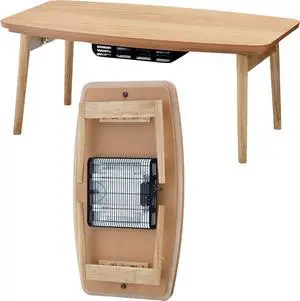 AZUMAYA Kotatsu Heater Folding Legs Table W36.0 x D20.0 x H14.5 Inches Natural Oak and Rubber Wood Material Home and Living Natural Oak Wooden Color ELFI-901OAK