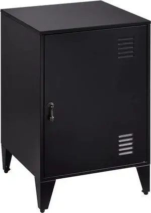 Metal End Tables with Storage Nighstands with Adjustable Shelf and Feet Bedside Table File Cabinet Small Storage Cabinet Coffee Table for Home, Office, Garage, School 25"