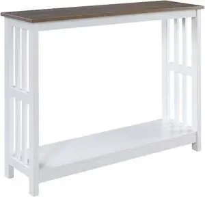 Convenience Concepts Mission Console Table with Shelf, Driftwood/White