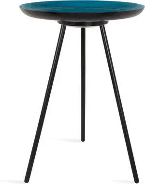 Kate and Laurel Laranya Modern Side Table, 15" x 15" x 22.5", Teal and Black, Chic Minimalist End Table