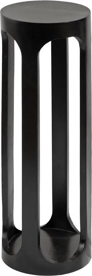 Kate and Laurel Dahl Modern Wooden Round Drink Table; 8 x 23; Black; Transitional Circle Wood Accent Pedestal Table for Living Room Plant Stand or Small Bedroom Nightstand