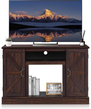 cudinham TV Stand up to 47 Inches, Entertainment Center with Two Barn Doors and Storage Cabinet, Media TV Console Table for Living Room(Coffee)