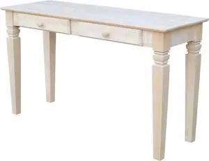 IC International Concepts Java Console Table with 2 Drawers Solid Real Wood, Sturdy Parawood, 18 in x 52 in x 30 in, Unfinished