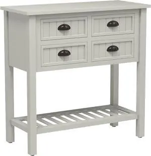 Decor Therapy Bailey Bead Board 4-Drawer Console Table, 14x32x32, Antique White