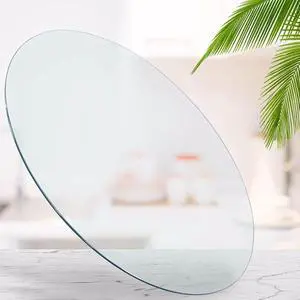 TesNus 28" Clear Round Glass Table Top, 1/4" Thick Tempered Glass Tabletop with Pencil Polished Edge, Glass Circle Table Top for Tabletop Protectors