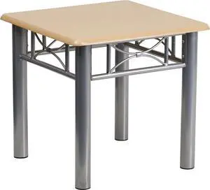 Flash Furniture Troy Natural Laminate End Table with Silver Steel Frame