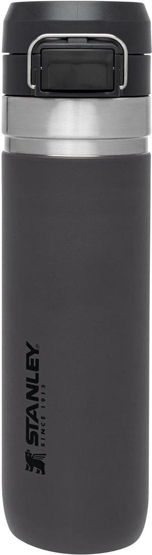 Stanley Quick Flip GO Water Bottle 24 OZ / 0.71 L | Push Button Lid | Leakproof & Packable for Travel & Sports | Insulated Stainless Steel | BPA-Free | Charcoal