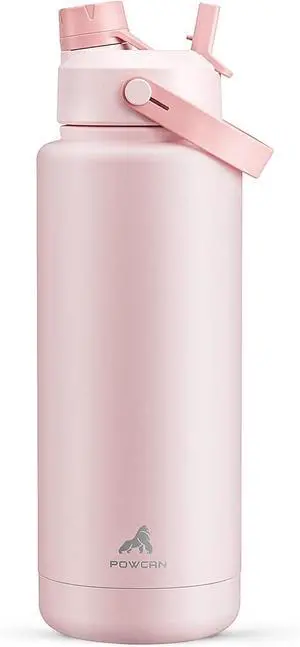40 oz Insulated Water Bottle with 2-in-1 Straw and Spout Lid, Keep Cold 24H, Leak-Proof, BPA-Free, Double Wall Stainless Steel Water Bottle for Sports, Gym, Travel, and School (Cotton Candy)