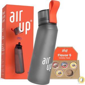 air up® water bottle (22oz) for school, sports, gym | includes 5 scent pods & straw | flavored bottle in grey  also for kids, boys, girls | no calories, sugar-free and suitable for carbonation